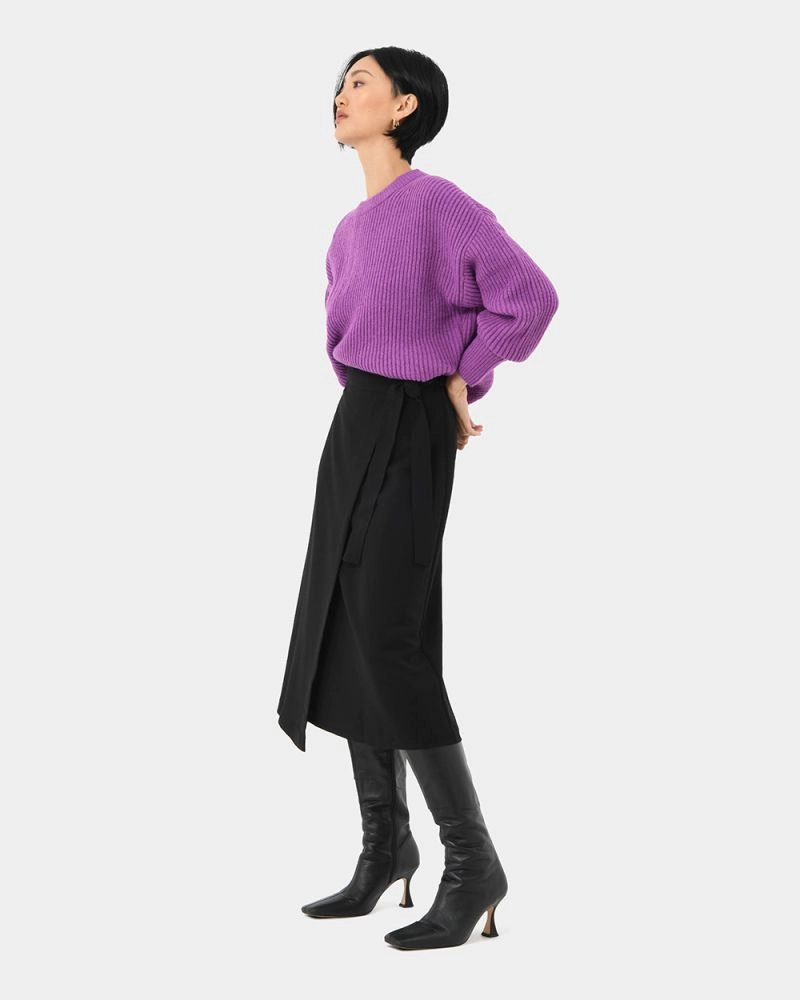 Forcast Clothing, the Sidney Wrap Skirt, featuring wrap front with tie side fastening
