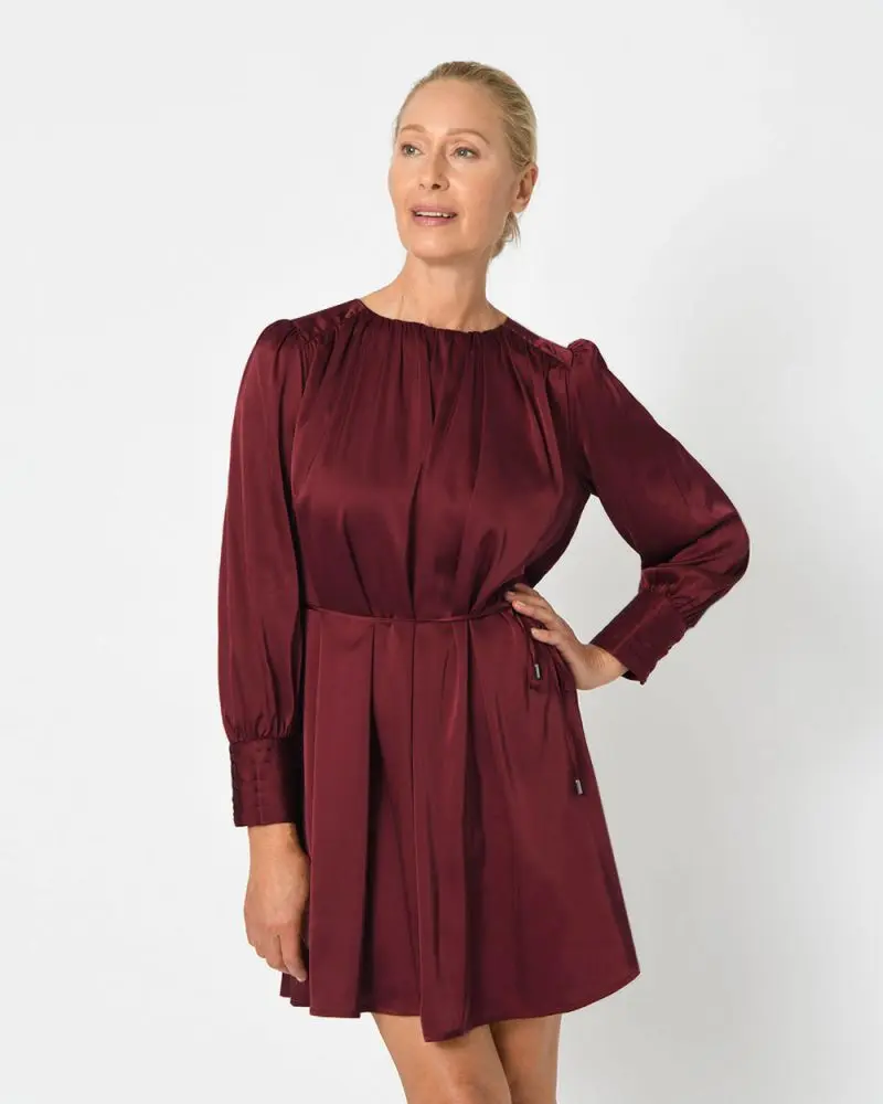 Forcast Clothing, the Emmaline Tie Waist Dress, featuring a relaxed fit, a flattering neckline and self-tie waist belt