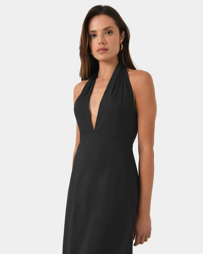Forcast Clothing, the Talya Halterneck Dress, featuring low v-neckline in a halter style