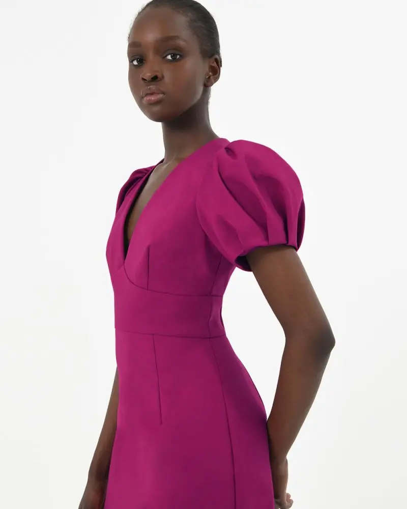 Forcast Clothing, the Kimber Puff Sleeve Dress, featuring puff sleeves in a fitted silhouette