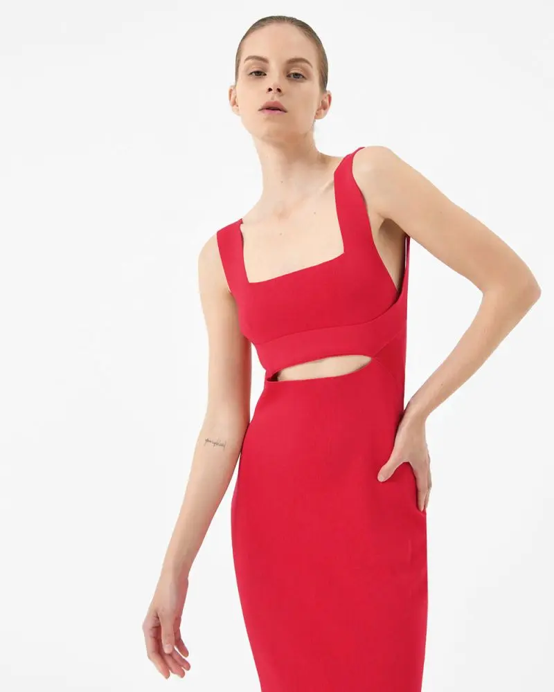 Forcast clothing, the Elia Cutout Knit Dress, features knit fabrication and cutout detail