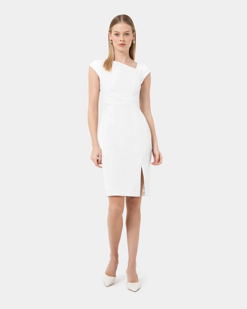 New Kenzie Asymmetric Dress | Ivory | Forcast - Forcast AU