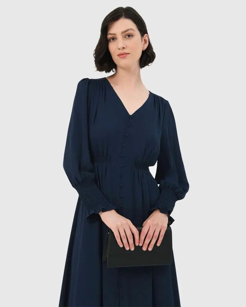 Forcast Clothing - Korra Long Sleeve Buttons Dress