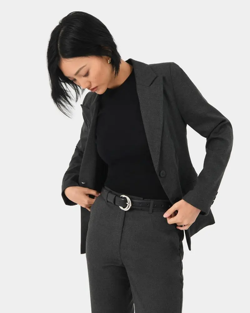 Forcast Clothing, the Reign Single Breasted Blazer, featuring soft fabrication and tailored design 