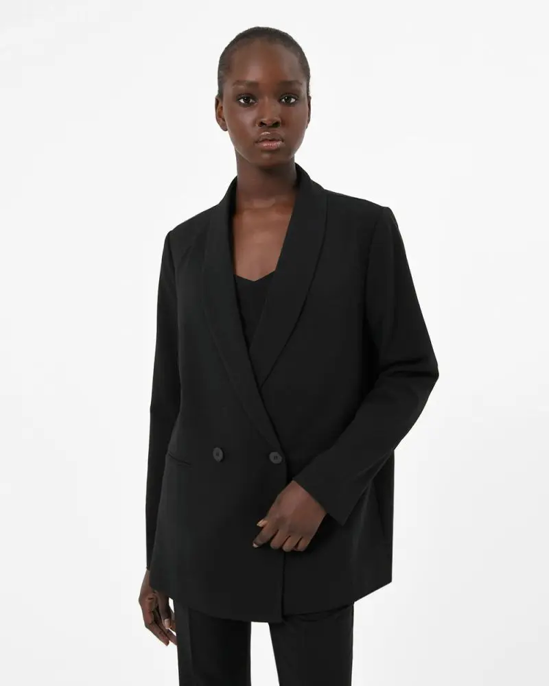 Forcast Clothing, the Le Marais Crepe Coat Blazer, featuring double button fastening and welt front pockets