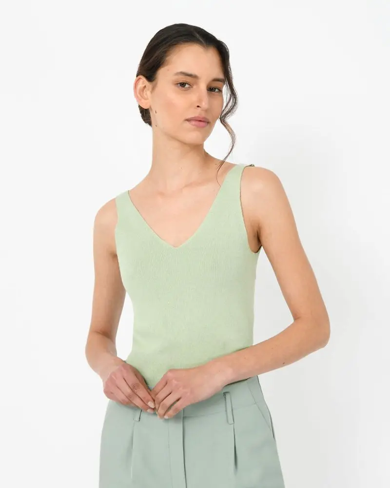 Forcast Clothing, the Shiloh V-Neck Top, featuring V-neckline and ribbed knit