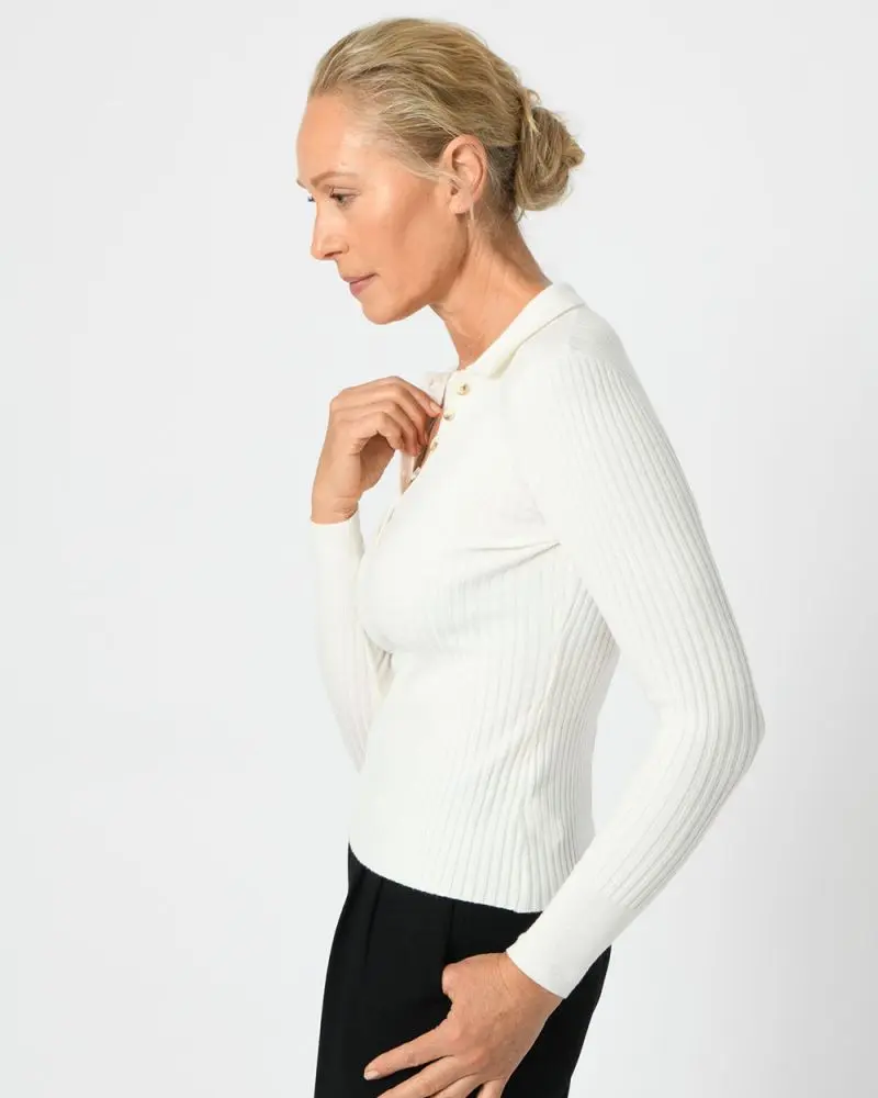 Forcast Clothing, the Catalina Collared Knit, featuring collar in button bust closure
