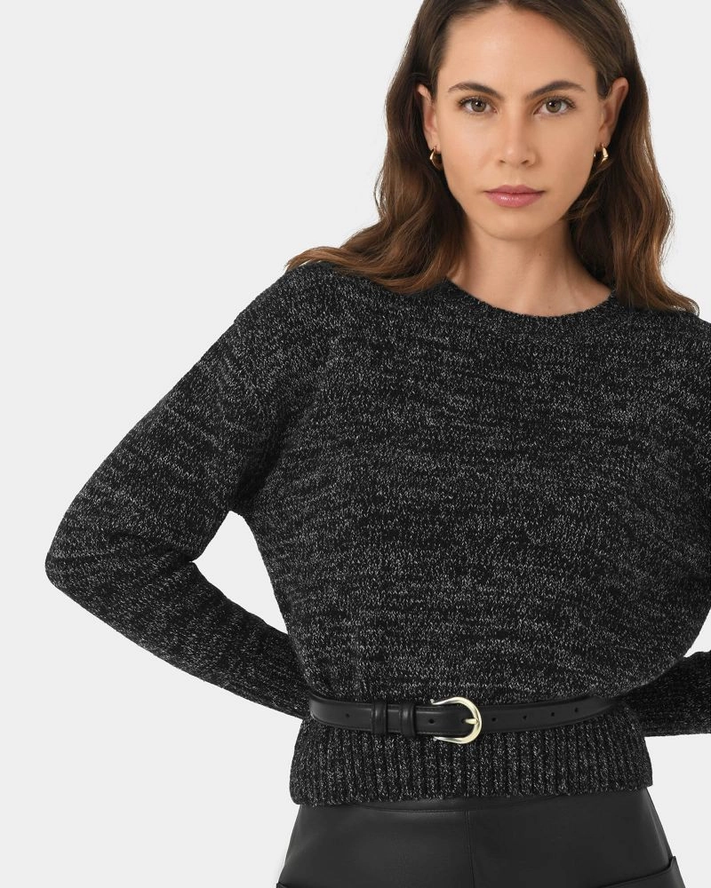 Naomy Mixed Yarn Knit | Black Ivory | Forcast - Forcast AU