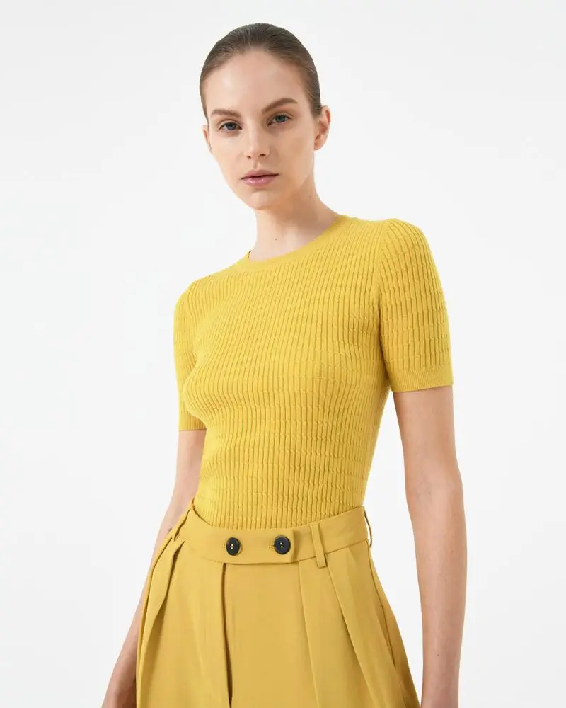Yellow knit top cheap