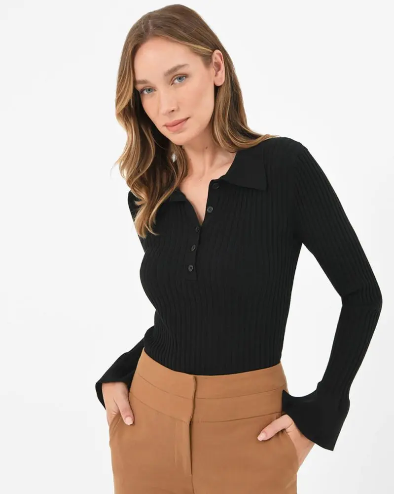 Forcast Clothing - Anika Polo Knit Top 