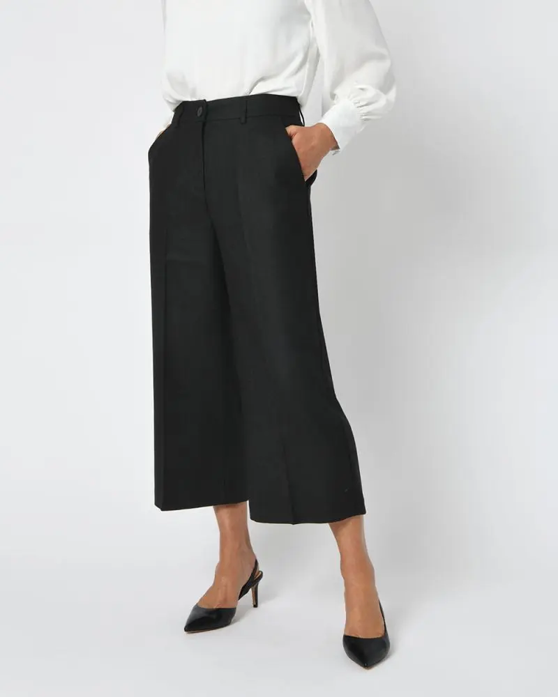 Forcast Clothing, the Stockholm Herringbone Culottes, wide-legged and high-waist