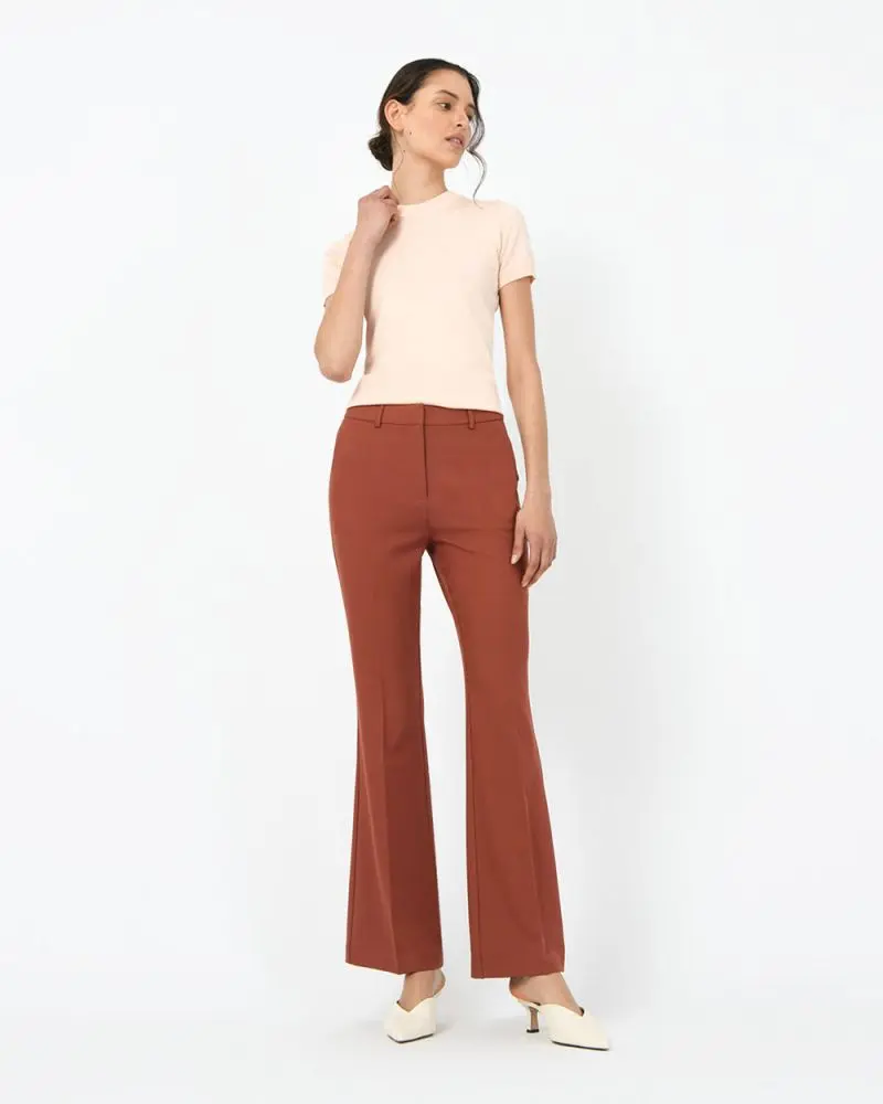 Forcast Clothing, the Esmeralda Flare Leg Pants, featuring flared hem and belt loops