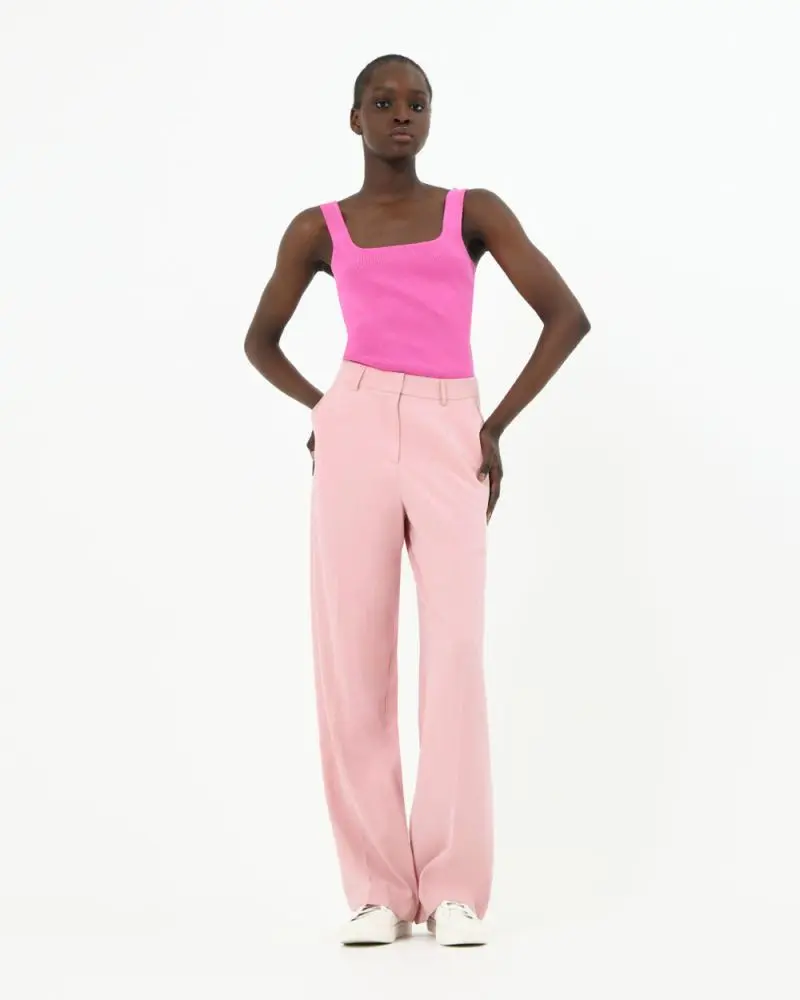 Forcast Clothing, the Jakie Wide-Leg Trousers, featuring wide leg silhouette and waistband with belt loops