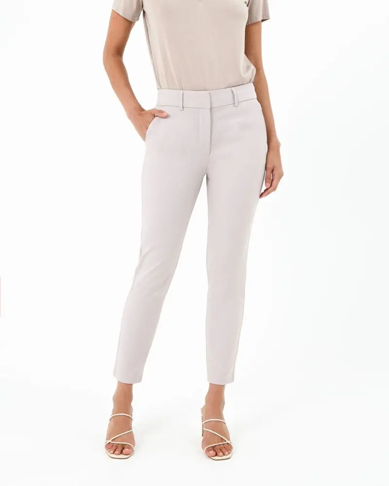 Forcast Clothing, the Safira High-Waist Trousers, featuring waist band and belt loops in a fitted silhouette 