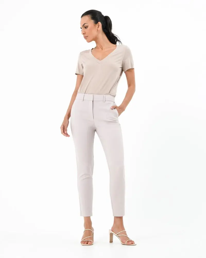 Forcast Clothing, the Safira High-Waist Trousers, featuring waist band and belt loops in a fitted silhouette 