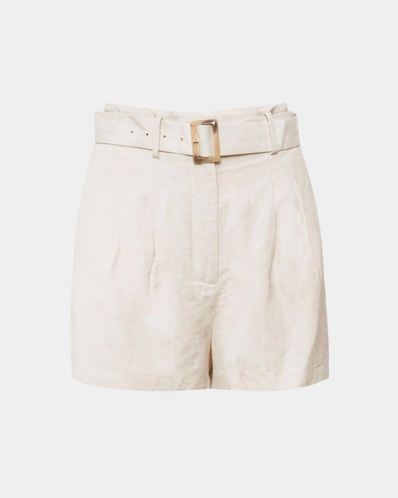 Annie Linen Blended Shorts | White Sand | Forcast - Forcast AU