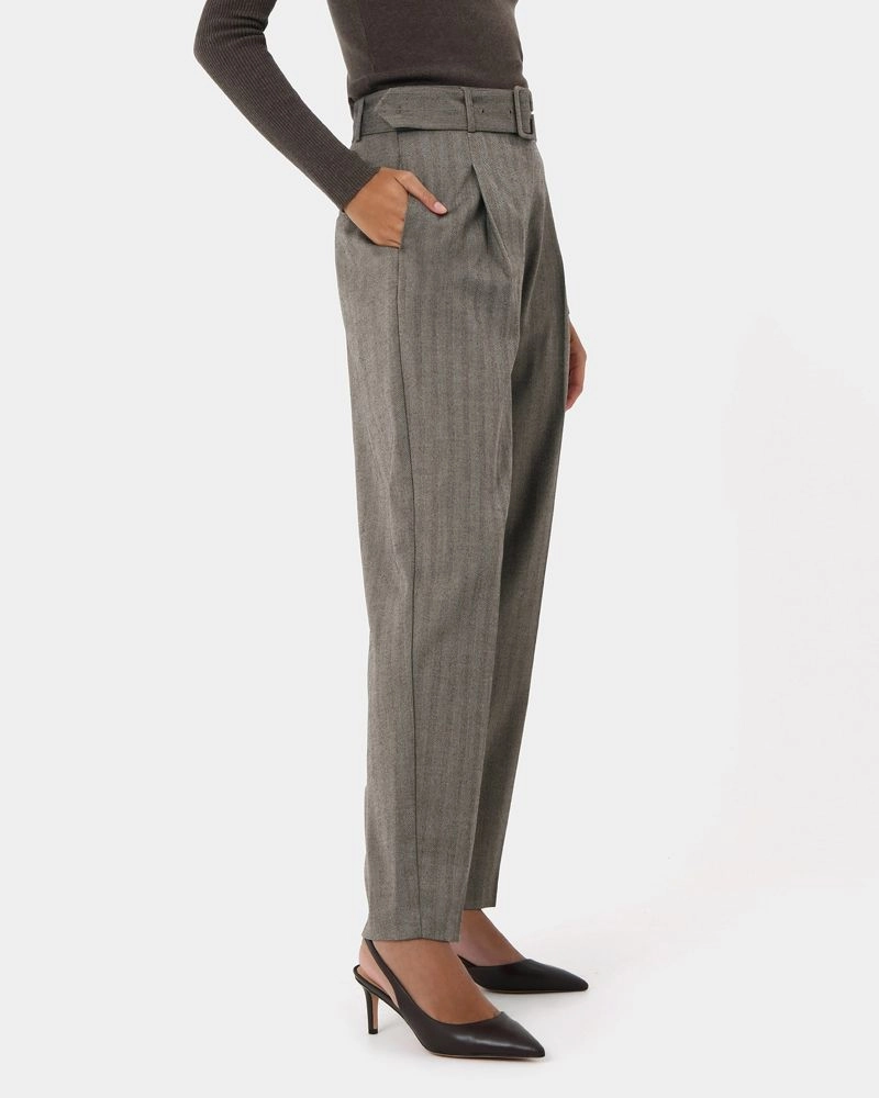 Forcast Clothing - Allara Herringbone Belted Trousers