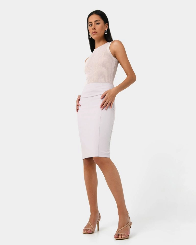 Forcast Clothing, the Safira Pencil Skirt, featuring front penal detail in a fitted silhouette