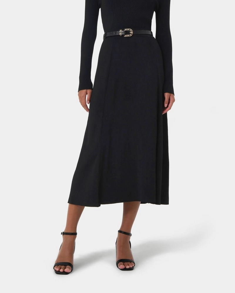 Annette A-Line Knit Skirt | Black | Forcast - Forcast AU