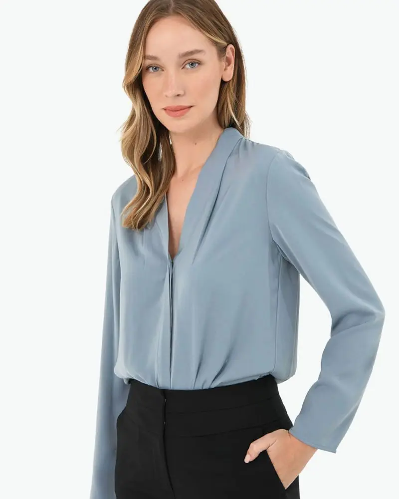 Forcast Clothing, the Lilian 2 Long Sleeve Blouse, featuring long sleeve and classic v-neckline