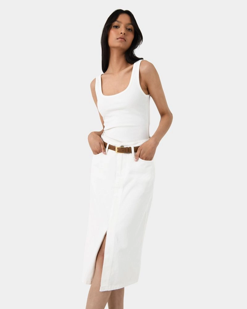 Forcast clothing, the Hilo Fitted Rib Tank Top, features a fitted silhouette and scoop neckline