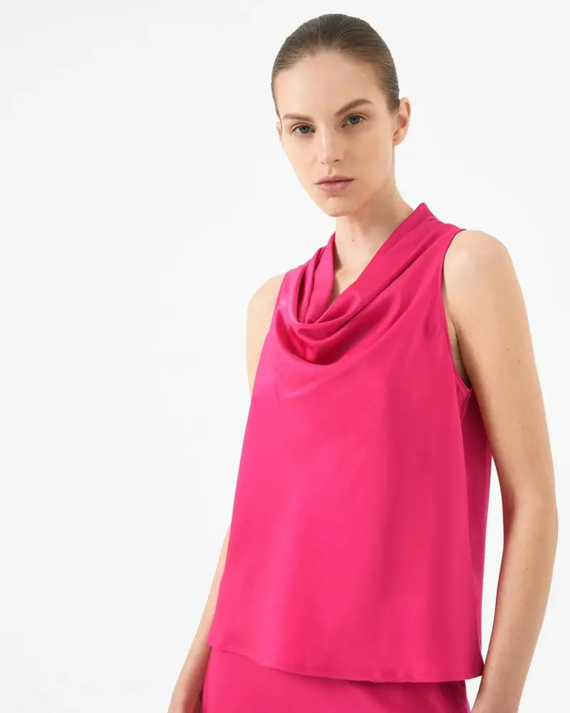 Forcast Clothing, the Staria Cowl Neck Top, featuring a cowl neckline detail 