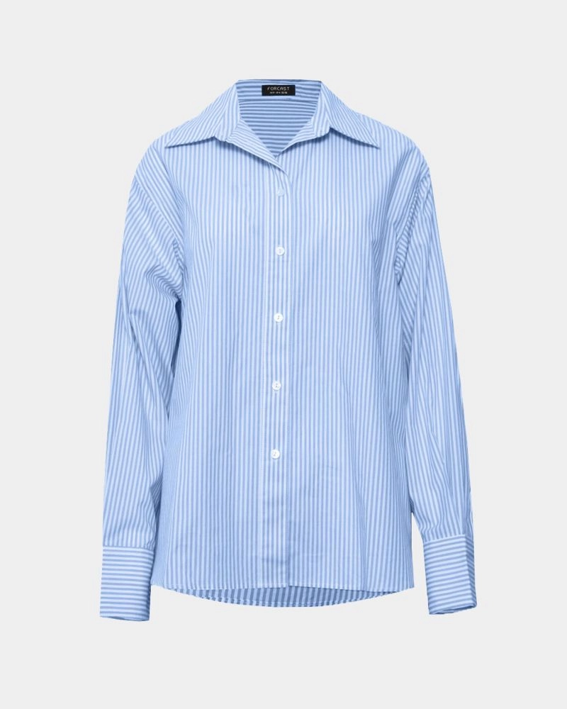 Manhattan Striped Cotton Shirt | Stone Blue | Forcast - Forcast AU