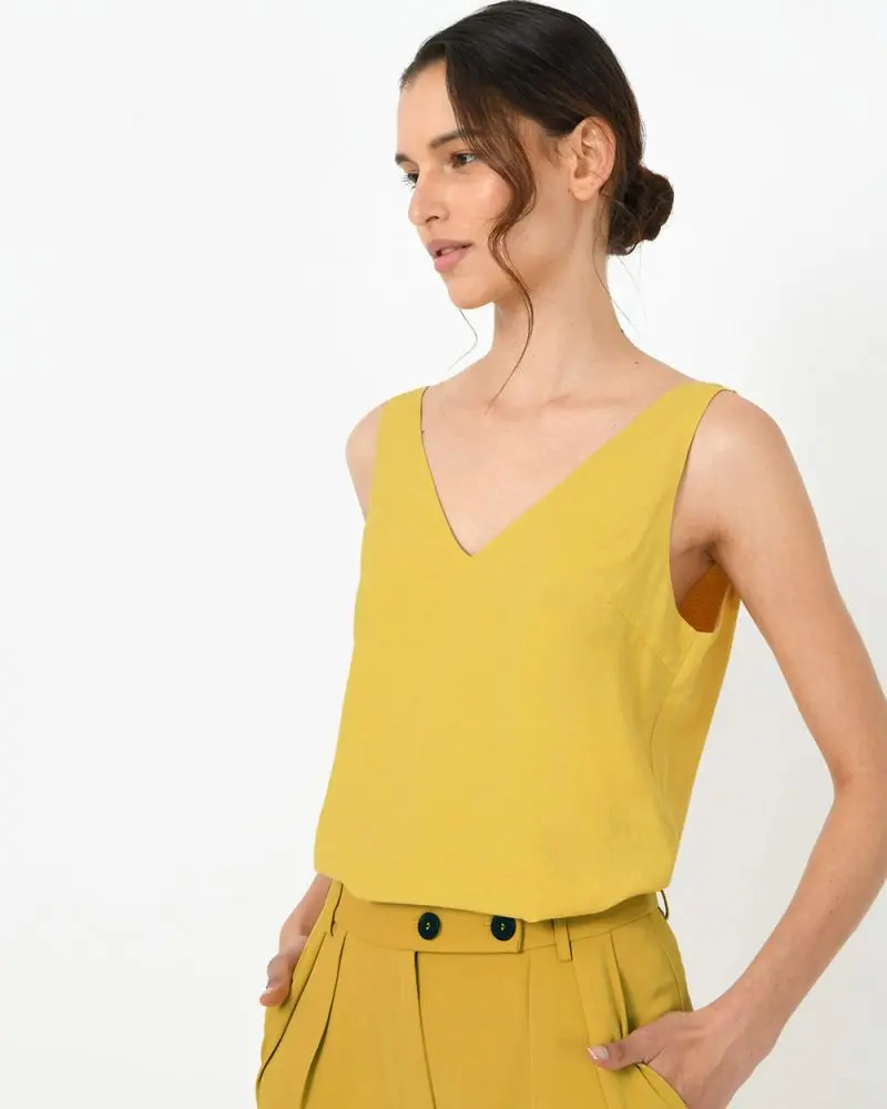 Forcast Clothing, the Johanna V-Neck Tank Top, featuring V-neckline in a relaxed fit