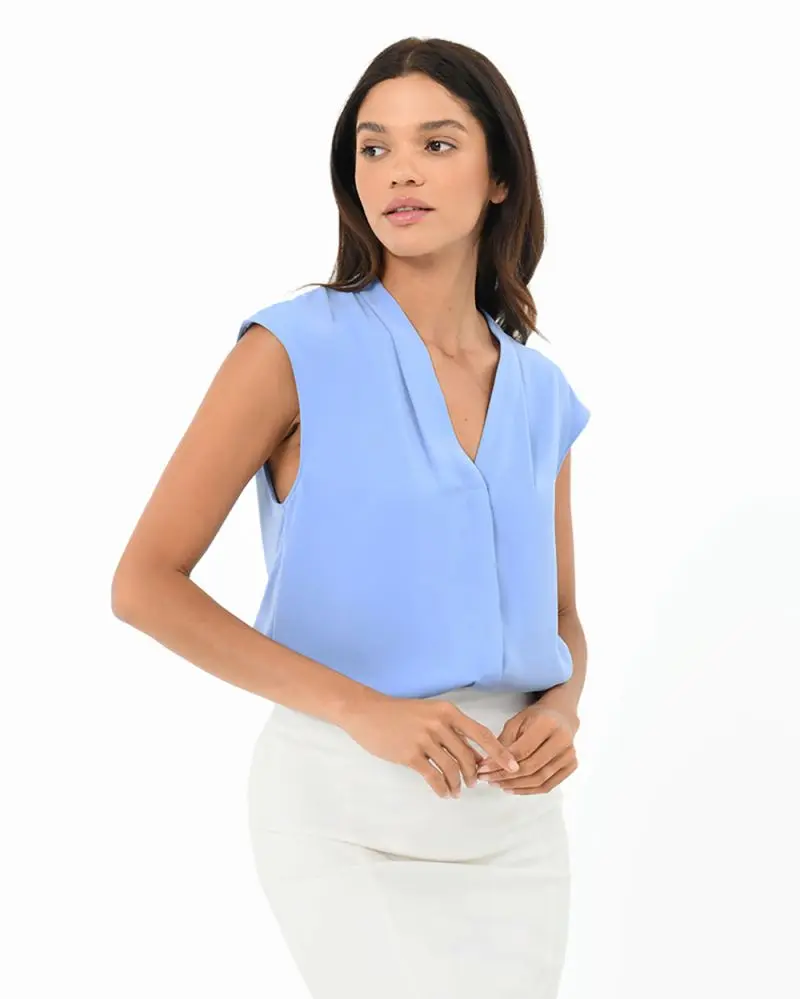 Forcast Clothing - Adelaide V-Neck Cap Sleeve Top