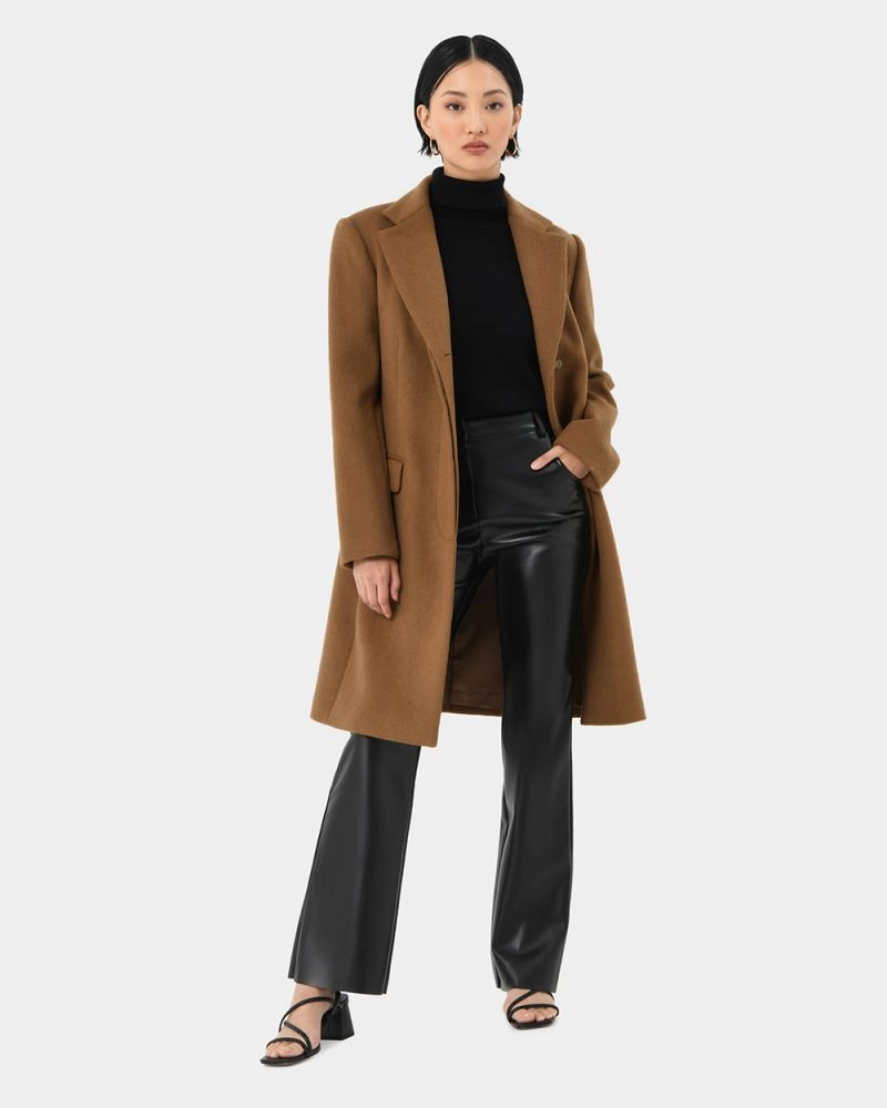 Camel faux 2024 wool chesterfield overcoat