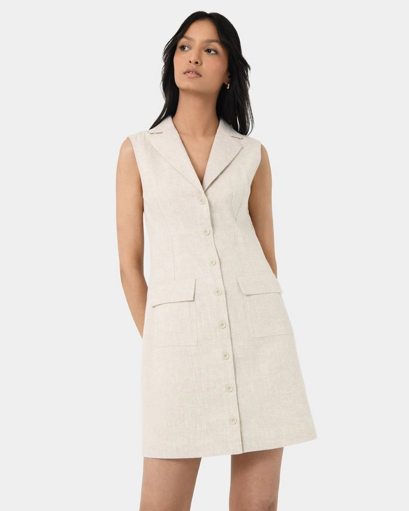 Forcast Clothing - Valeria Buttoned Linen Dress