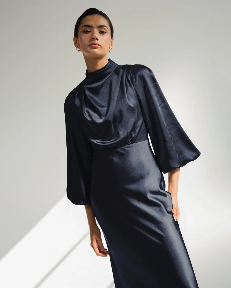 Forcast Clothing - Whitney Satin Cowl Neck Dress