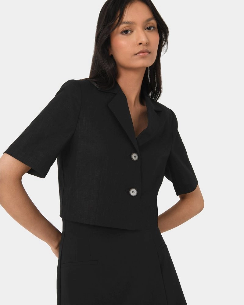 Forcast Clothing - Valeria Cropped Linen Jacket