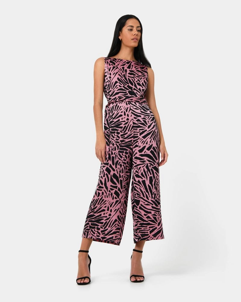 Forcast Clothing - Cooper Printed Tie-Wiast Jumpsuit