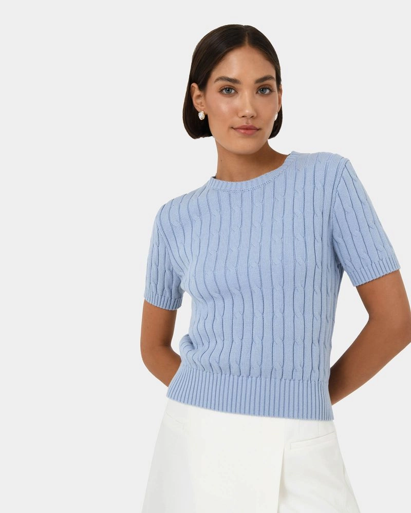 Forcast Clothing - Anita Short Sleeve Cable Knit