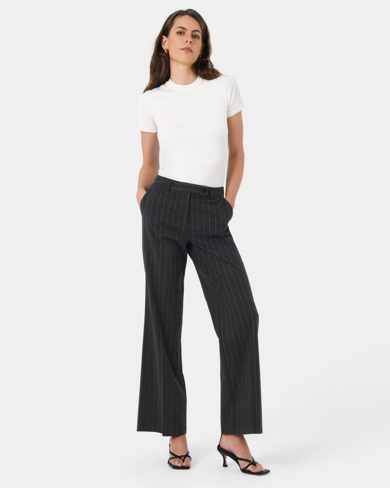 High waisted black and white striped pants clearance