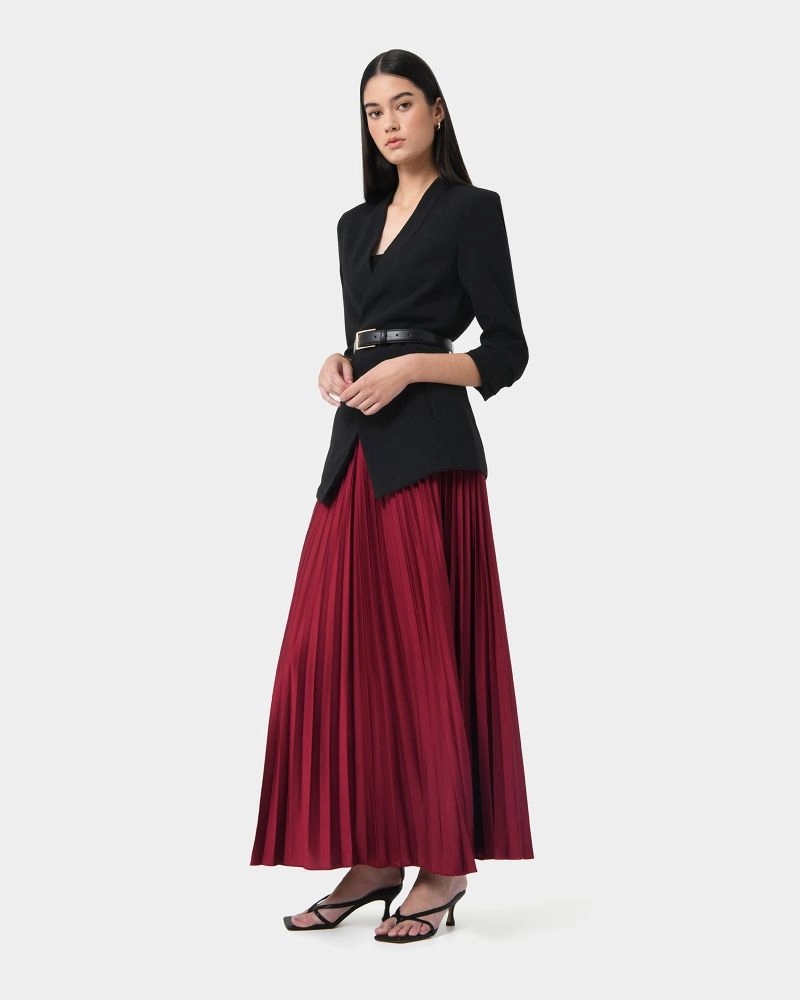 Forcast Clothing - Zyla Satin Pleated Skirt