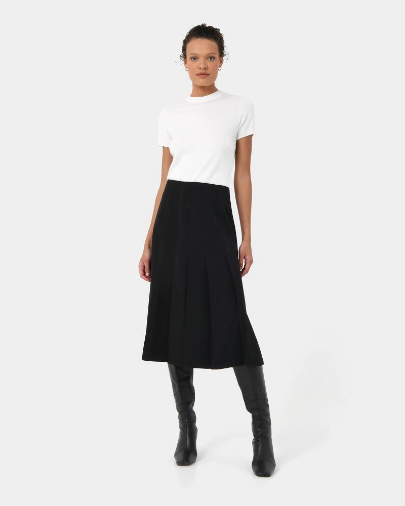 Forcast Clothing - Eloisa Pleated Midi Skirt
