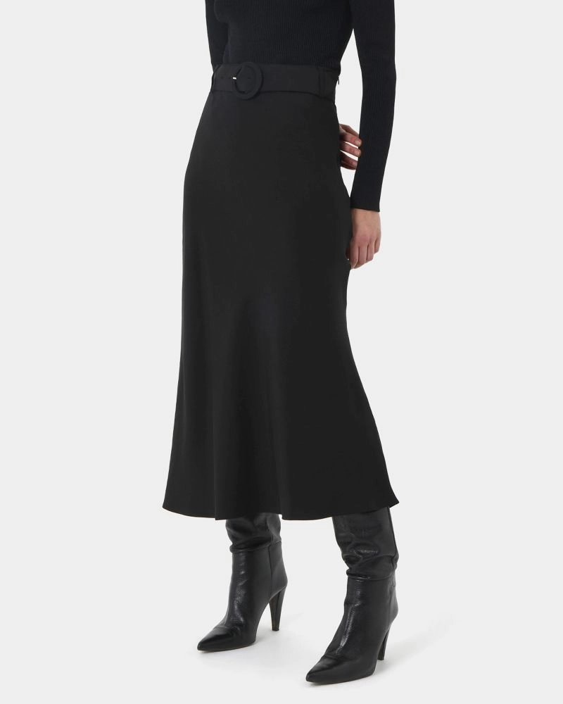 Isla Belted Midi Skirt | Black | Forcast - Forcast AU
