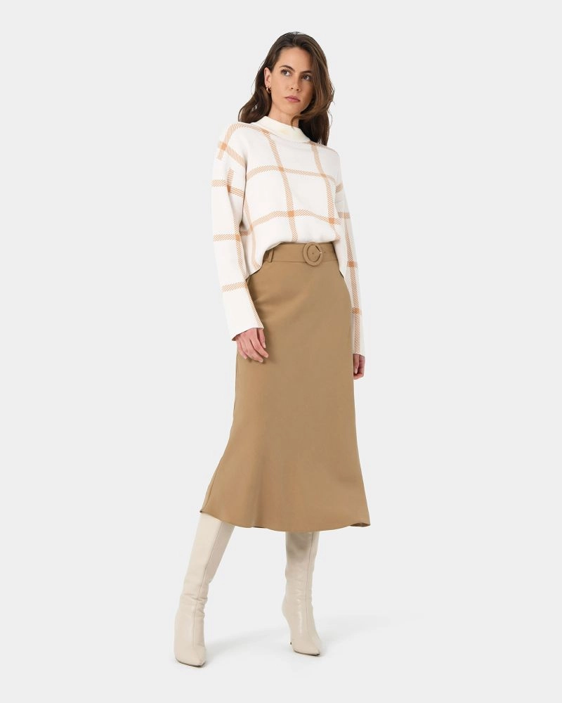 Forcast Clothing - Isla Belted Midi Skirt