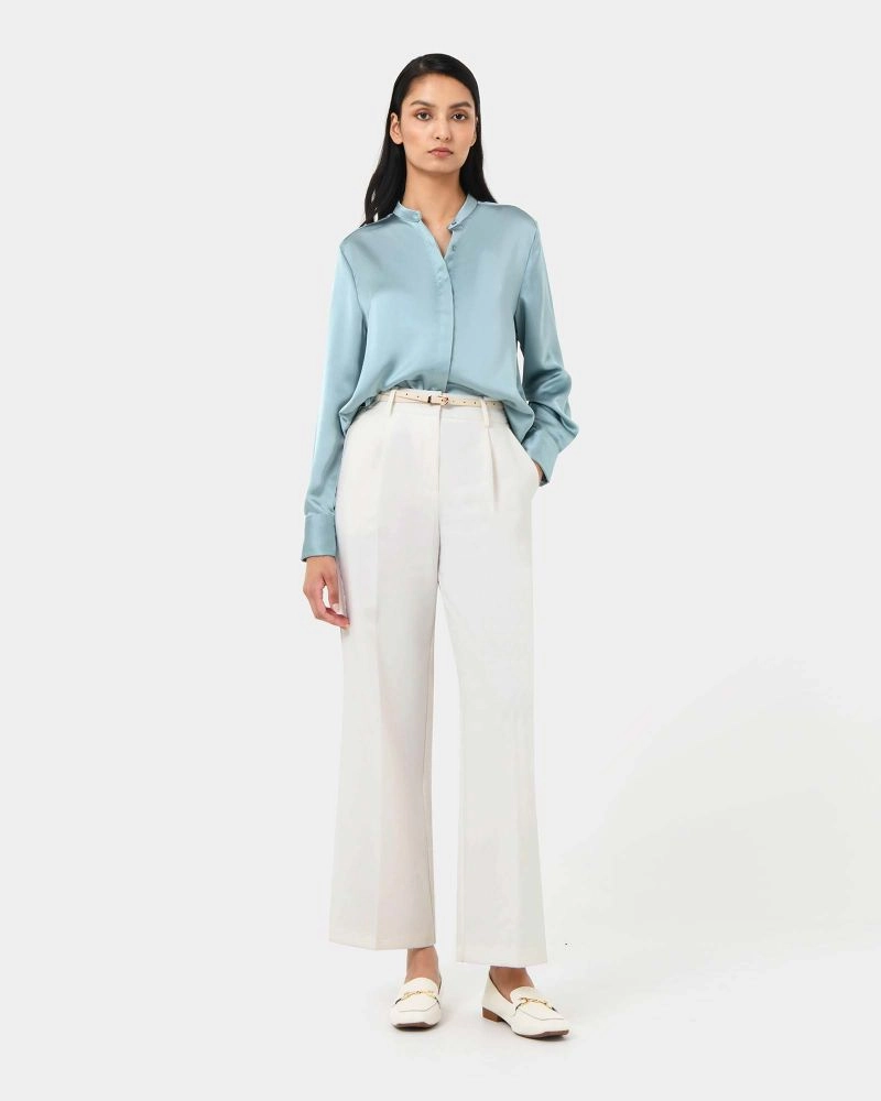 Forcast Clothing - Maira Stand Collar Satin Blouse