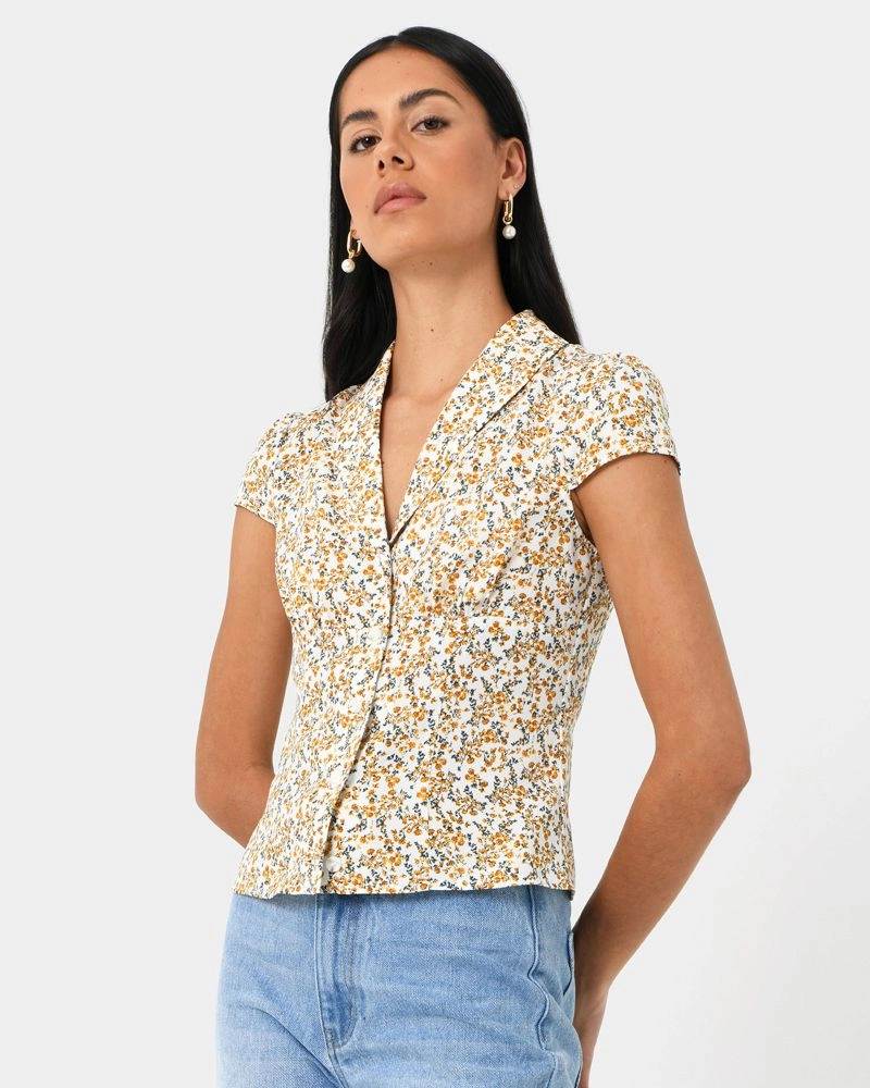 Forcast Clothing - Roxanne Floral Cap Sleeve Top