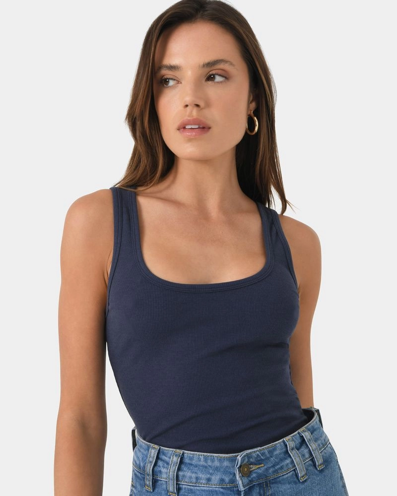 Forcast Clothing - Devin Ribbed Singlet Top