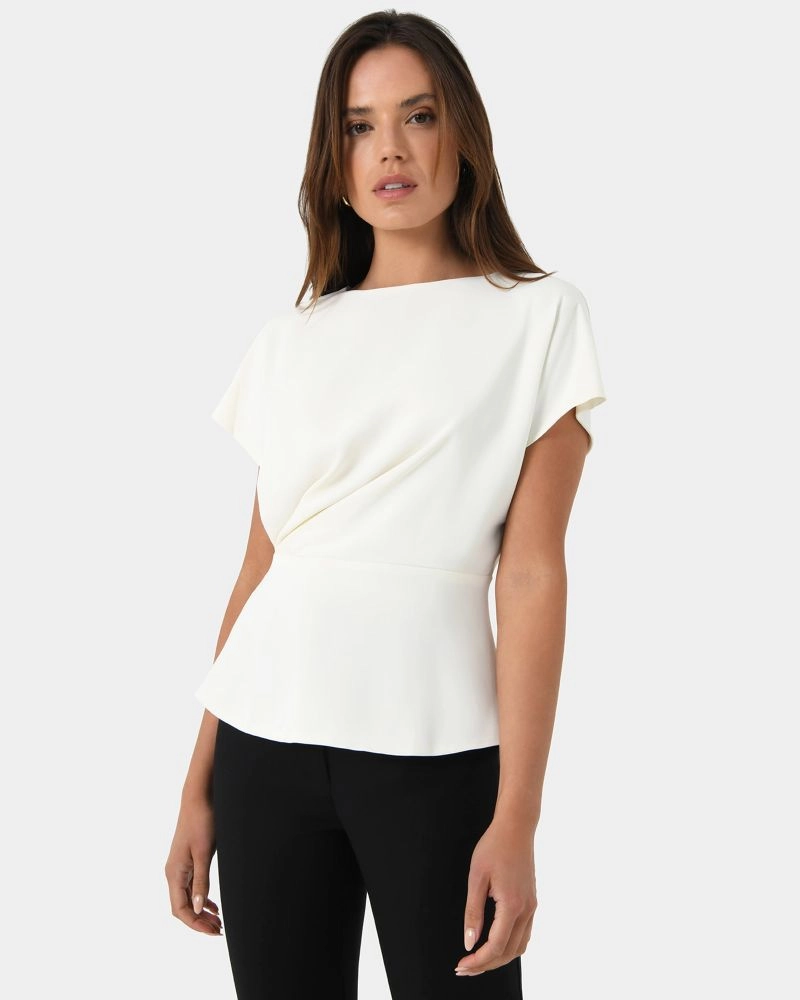 Forcast Clothing - Bonnie Side Gathered Peplum Top
