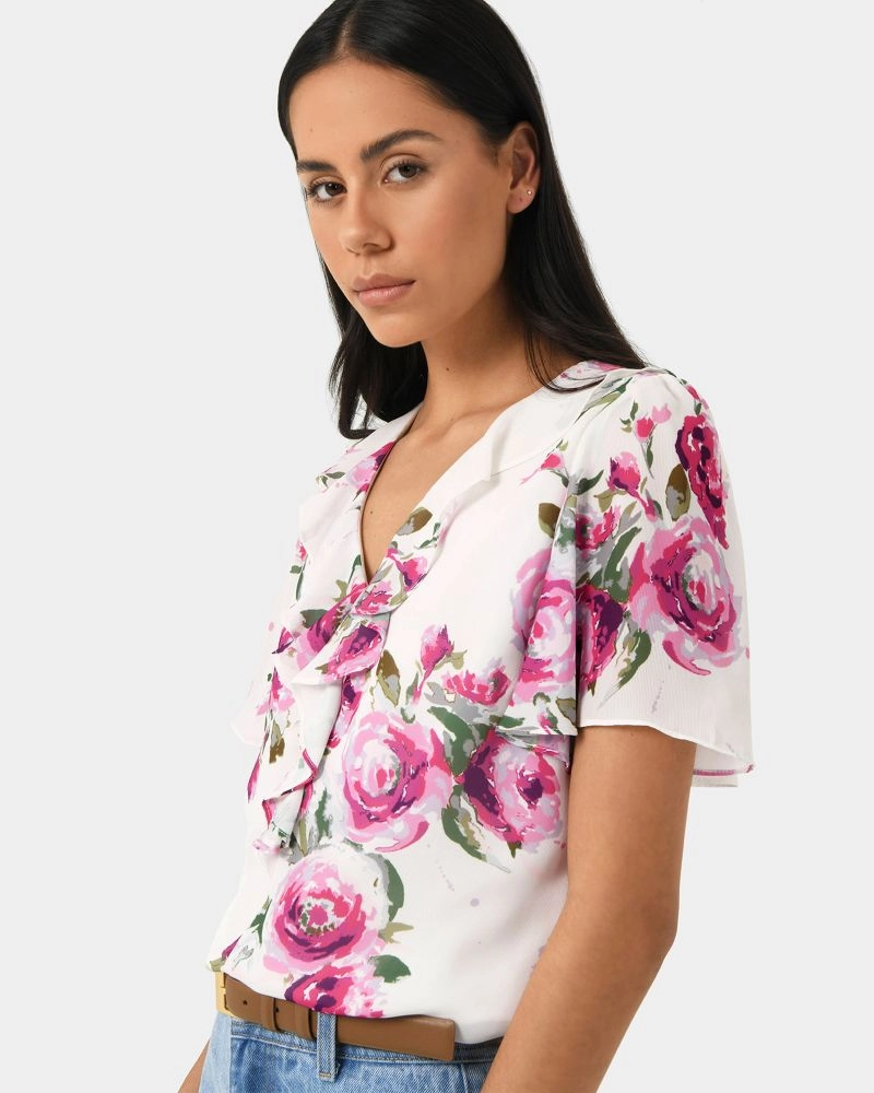 Forcast Clothing - Andrea Floral Ruffle Blouse