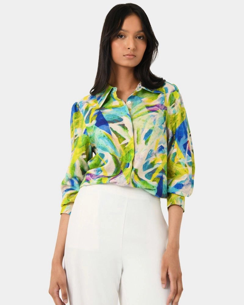 Melia Linen Blend Shirt | Multi | Forcast - Forcast AU