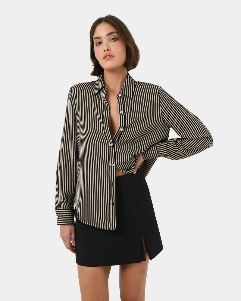 Forcast Clothing - Wanda Stripe Satin Shirt 