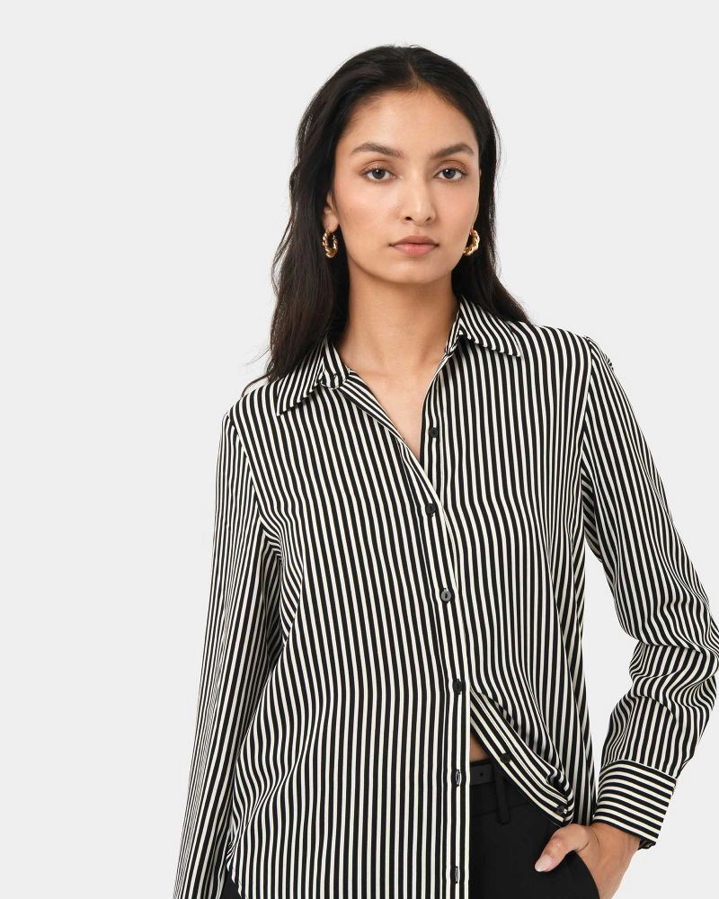 Forcast Clothing - Wanda Stripe Satin Shirt 