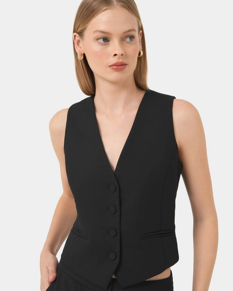 Colette Tailored Vest, Black