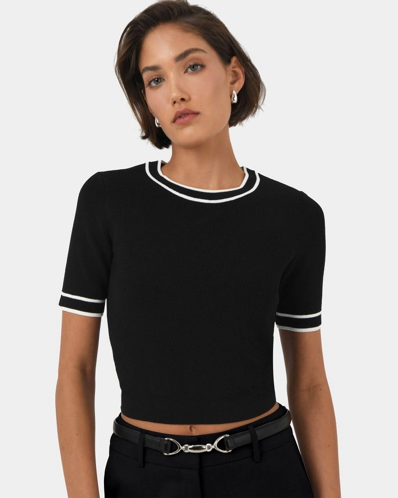 Forcast Clothing - Kiara Contrast Knit Top